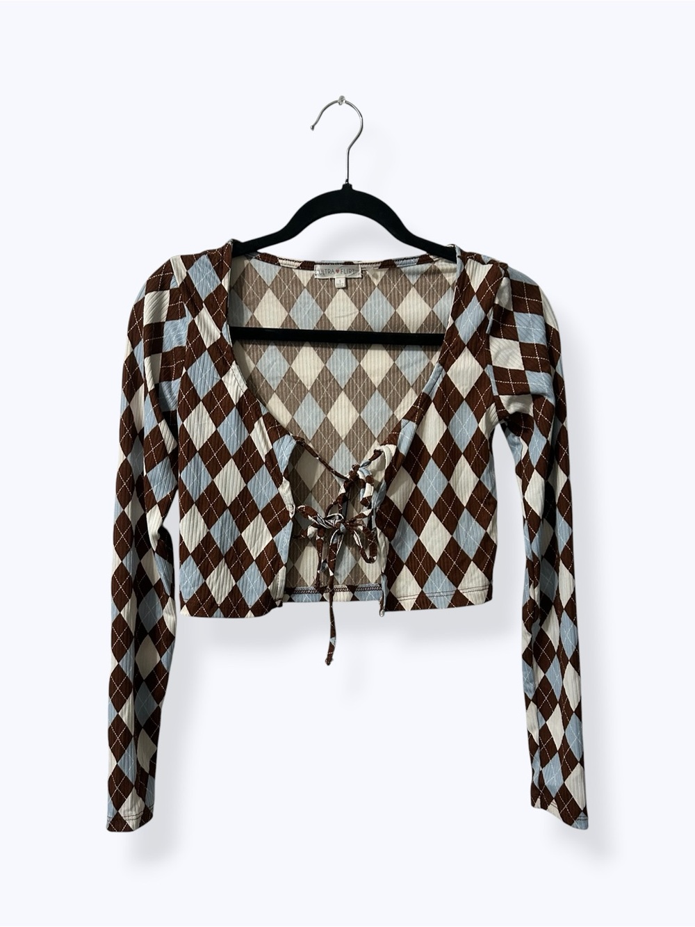 Ultra Flirt Long Sleeve Argyle Top Set - Picture 2 of 5